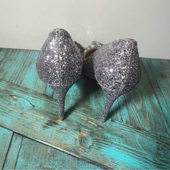 Badgley Mischka Jewel Heels Ulyana Crystal Glitter Bridal Shoes Silver Size 10 - Picture 5 of 7